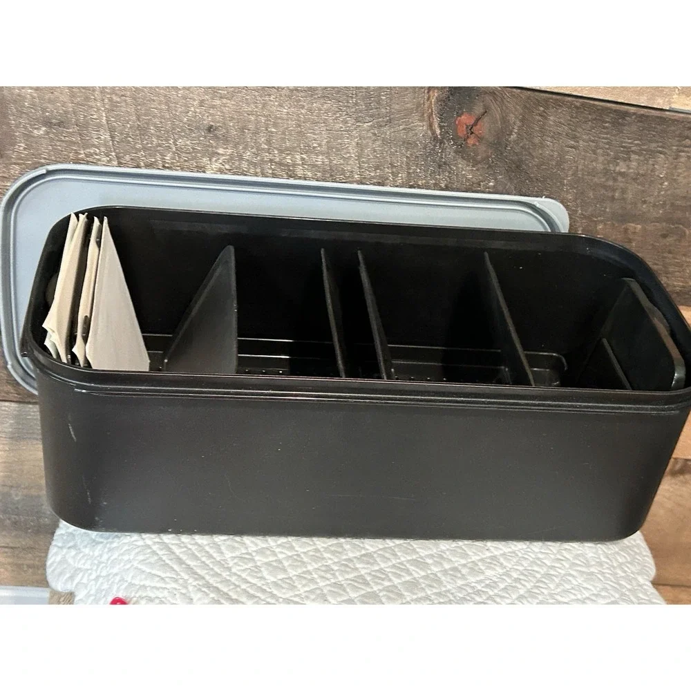 VTG Tupperware‎ (Lg) Memory Mates Shutter Box Black w Grey